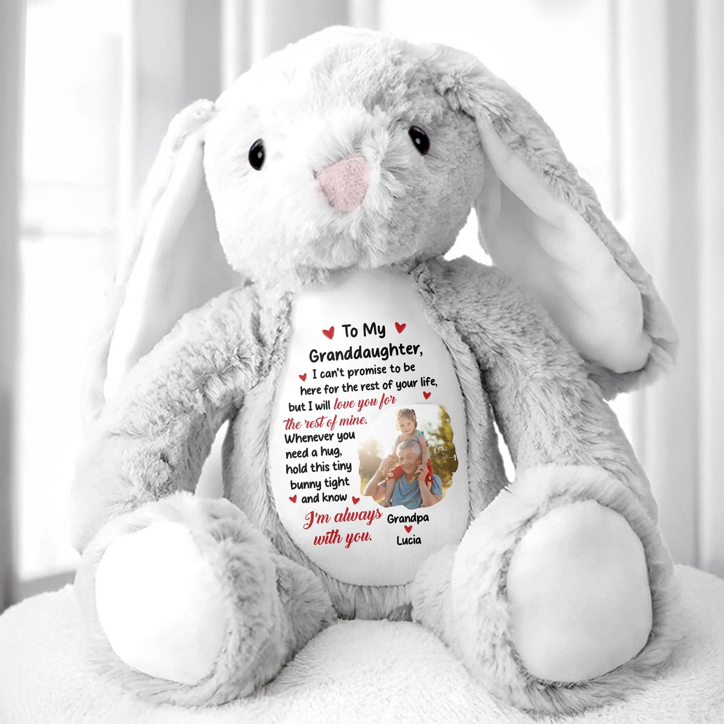 To My Granddaughter, I Can't Promise To Be Here, Stuffed Bunny