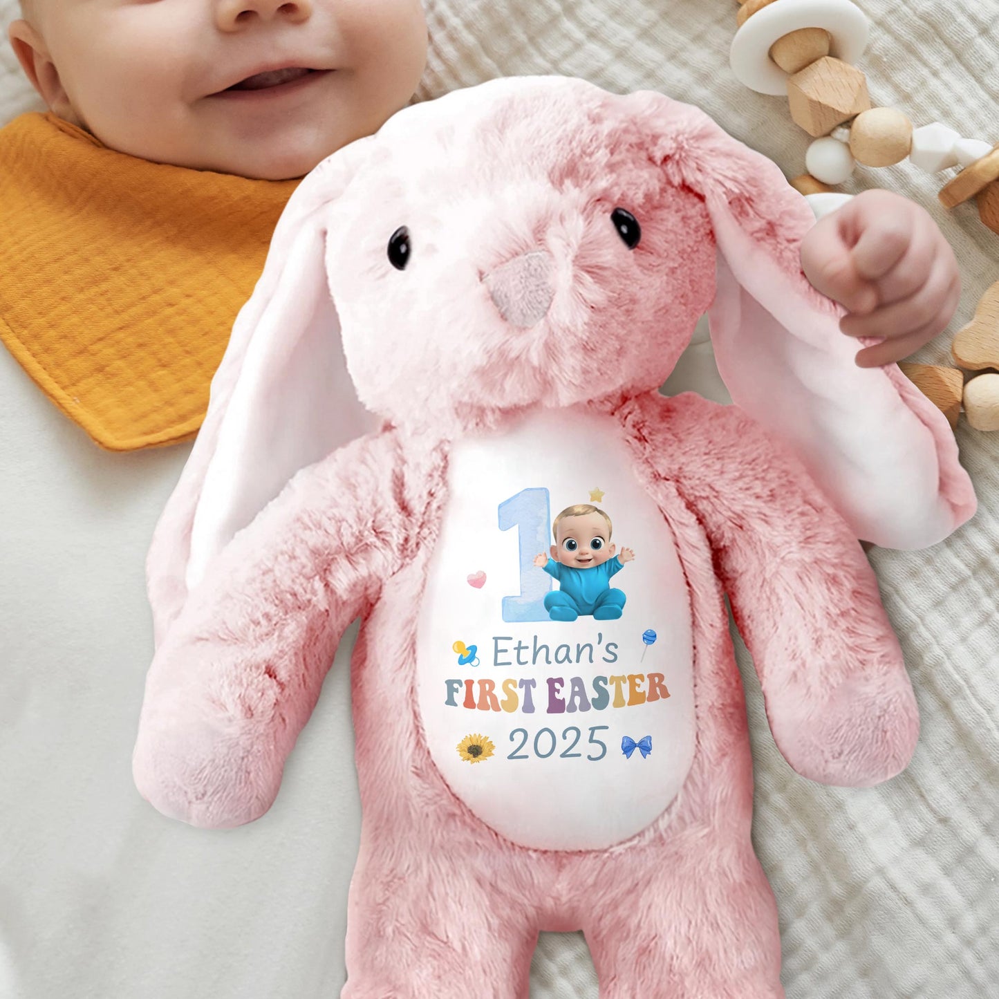 Ethan's First Easter 2025, Bunny and Baby Design