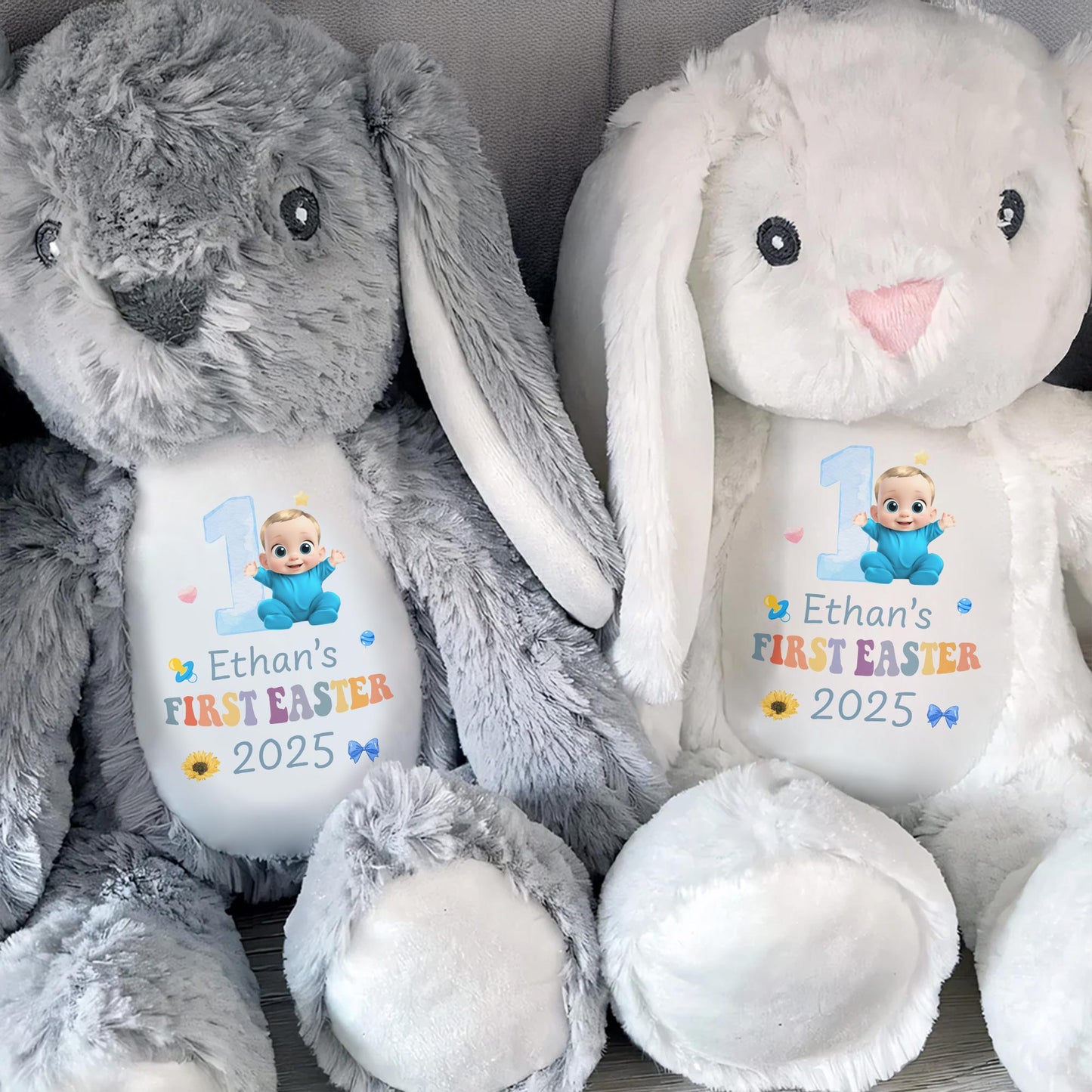 Ethan's First Easter 2025, Bunny and Baby Design