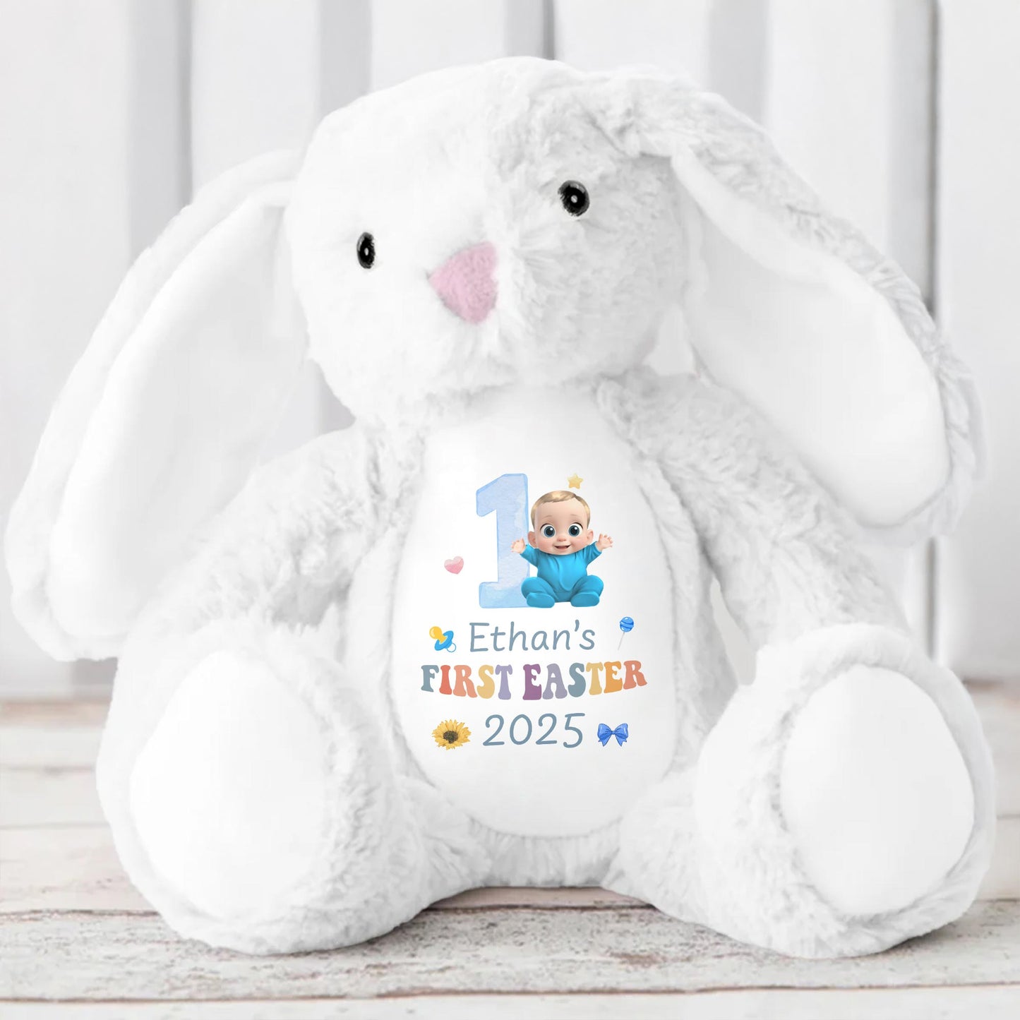 Ethan's First Easter 2025, Bunny and Baby Design