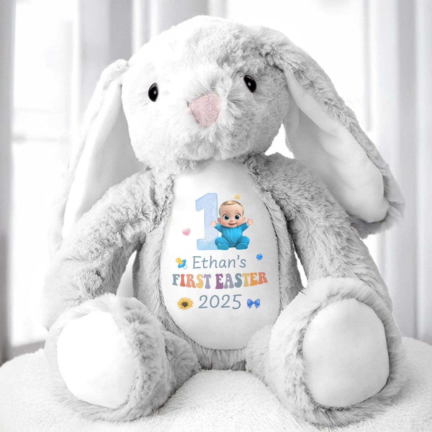 Ethan's First Easter 2025, Bunny and Baby Design