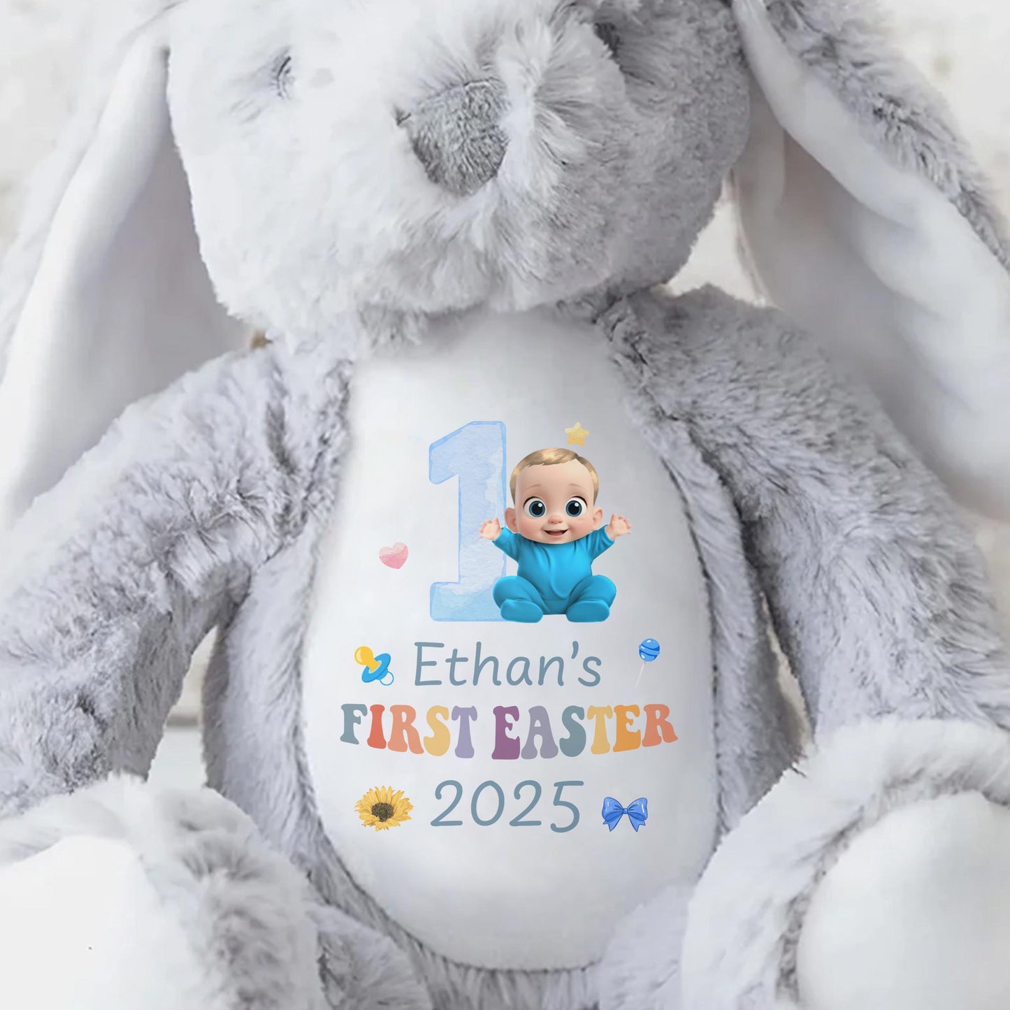 Ethan's First Easter 2025, Bunny and Baby Design