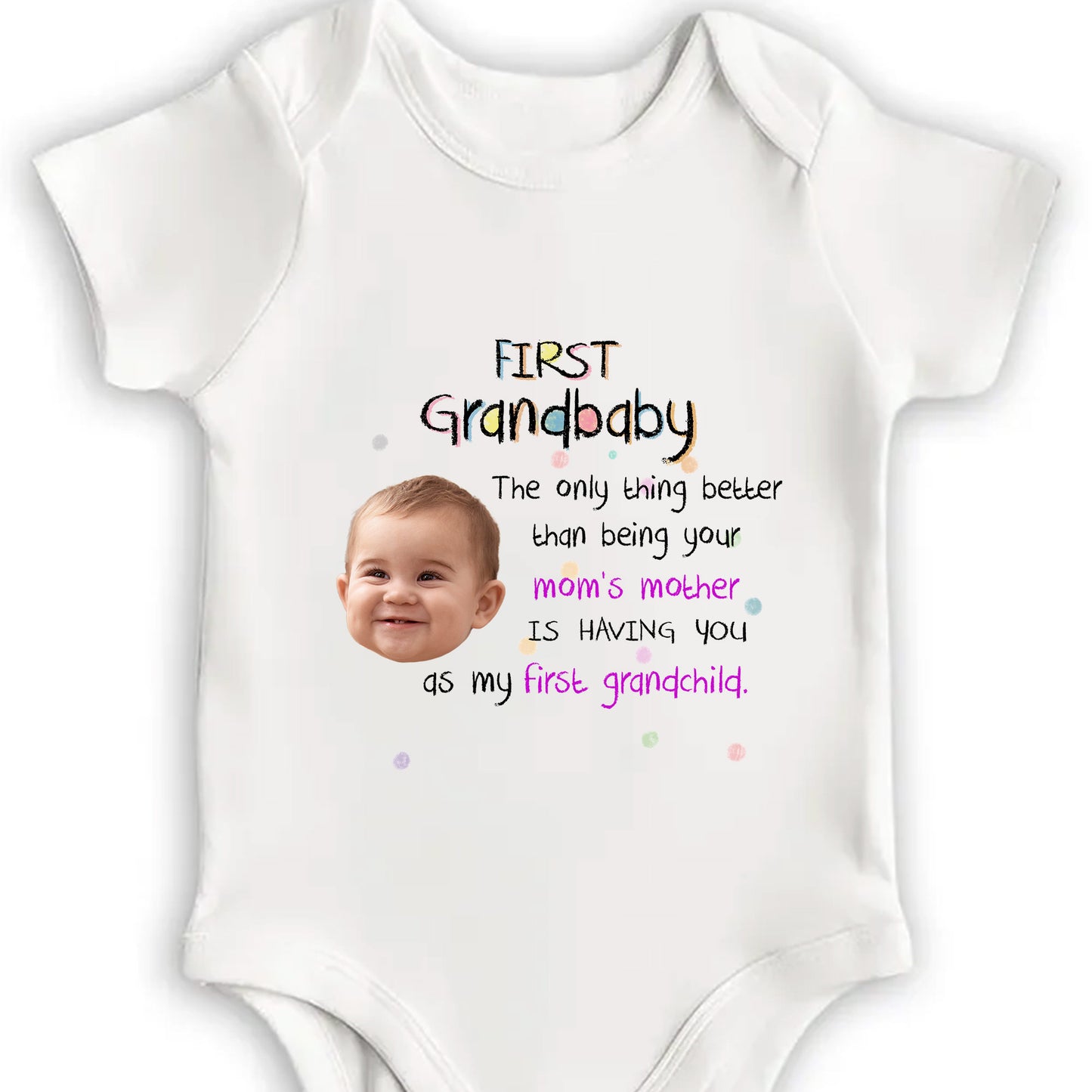 From Grandma with Love: Custom First Grandchild Photo Bodysuit