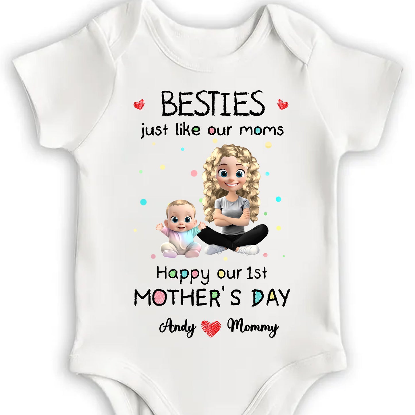 Besties Just Like Our Moms, Happy Our 1st Mother's Day, Animated Mother And Daughter
