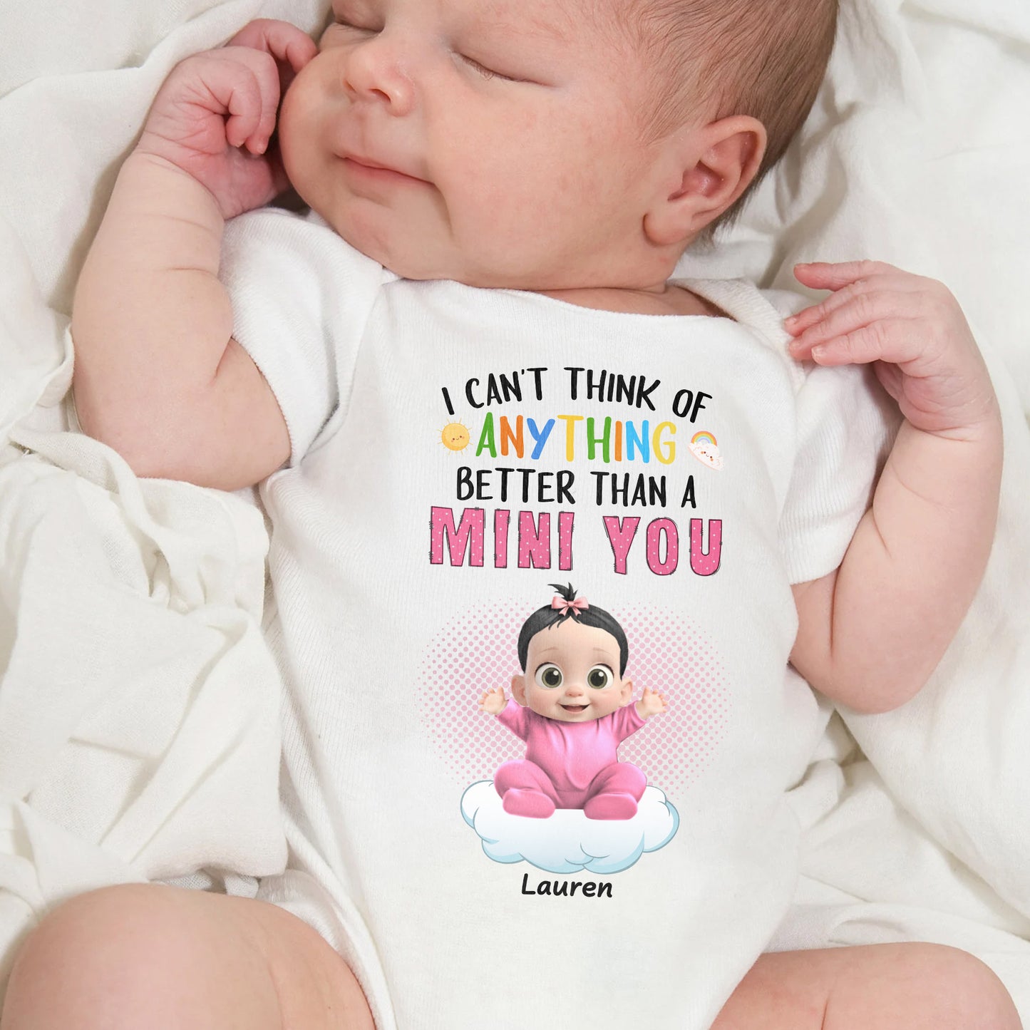 "Nothing Better Than a Mini You": Personalized Baby Onesie