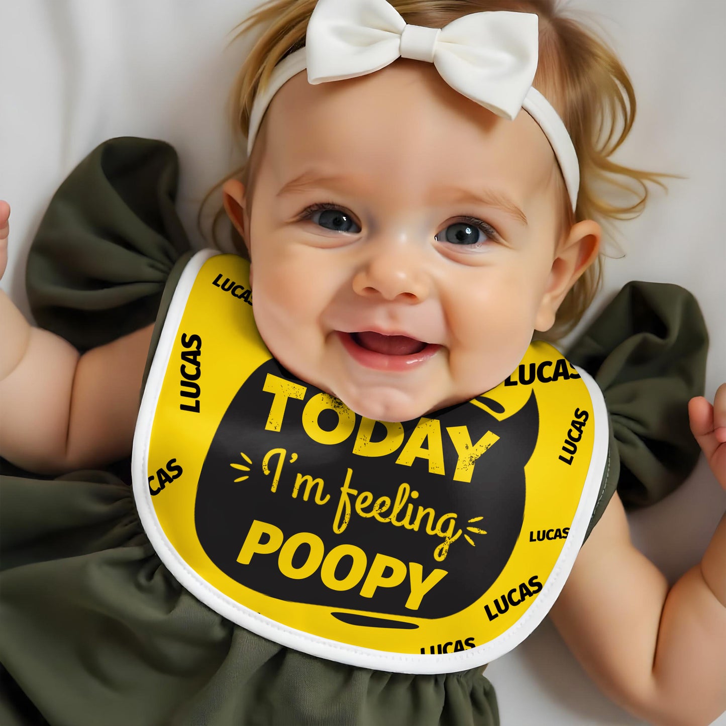 Today I'm Feeling Poopy, Smiling Poop Emoji Bib