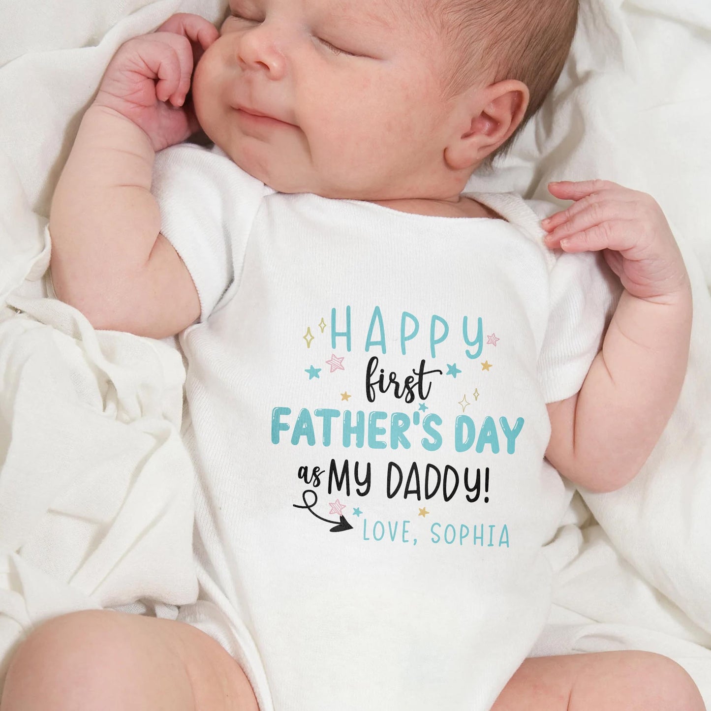 Happy First Father's Day As My Daddy, Stars And Hearts