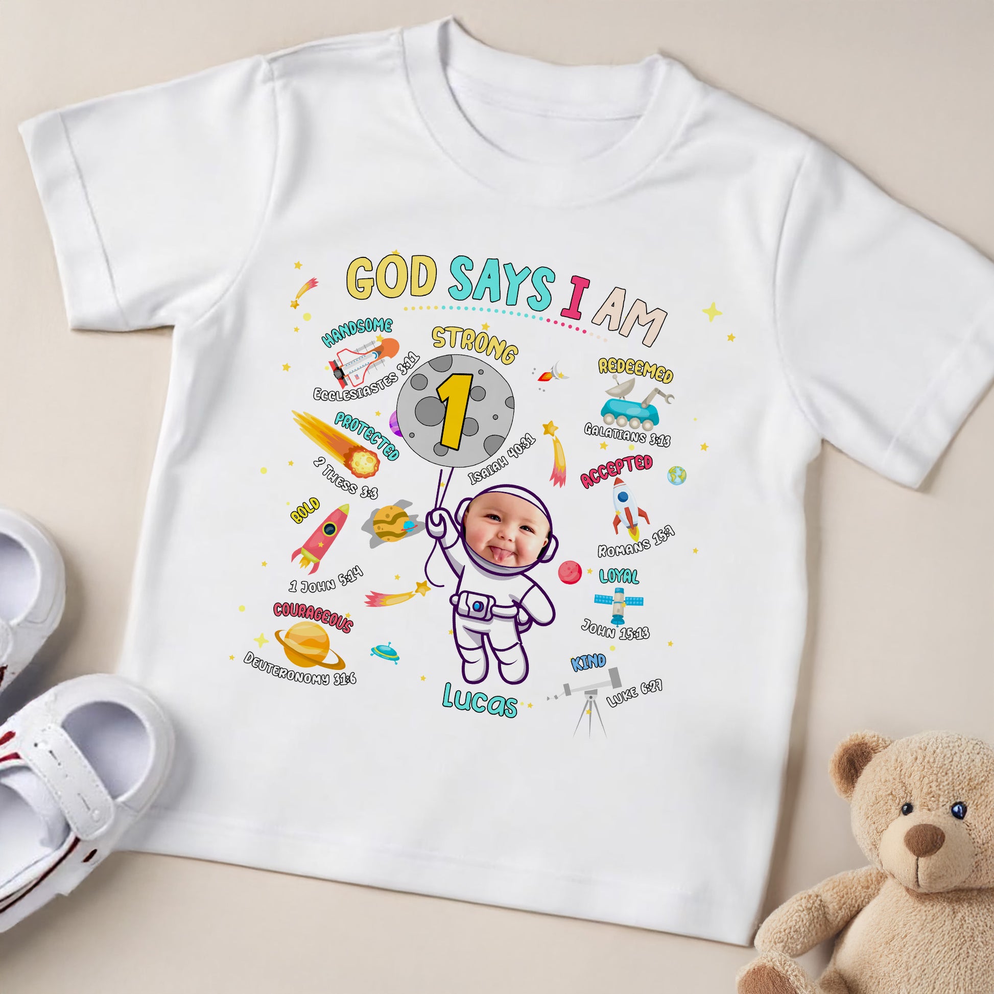 God Says I Am Strong, Redeemed Baby T-Shirt