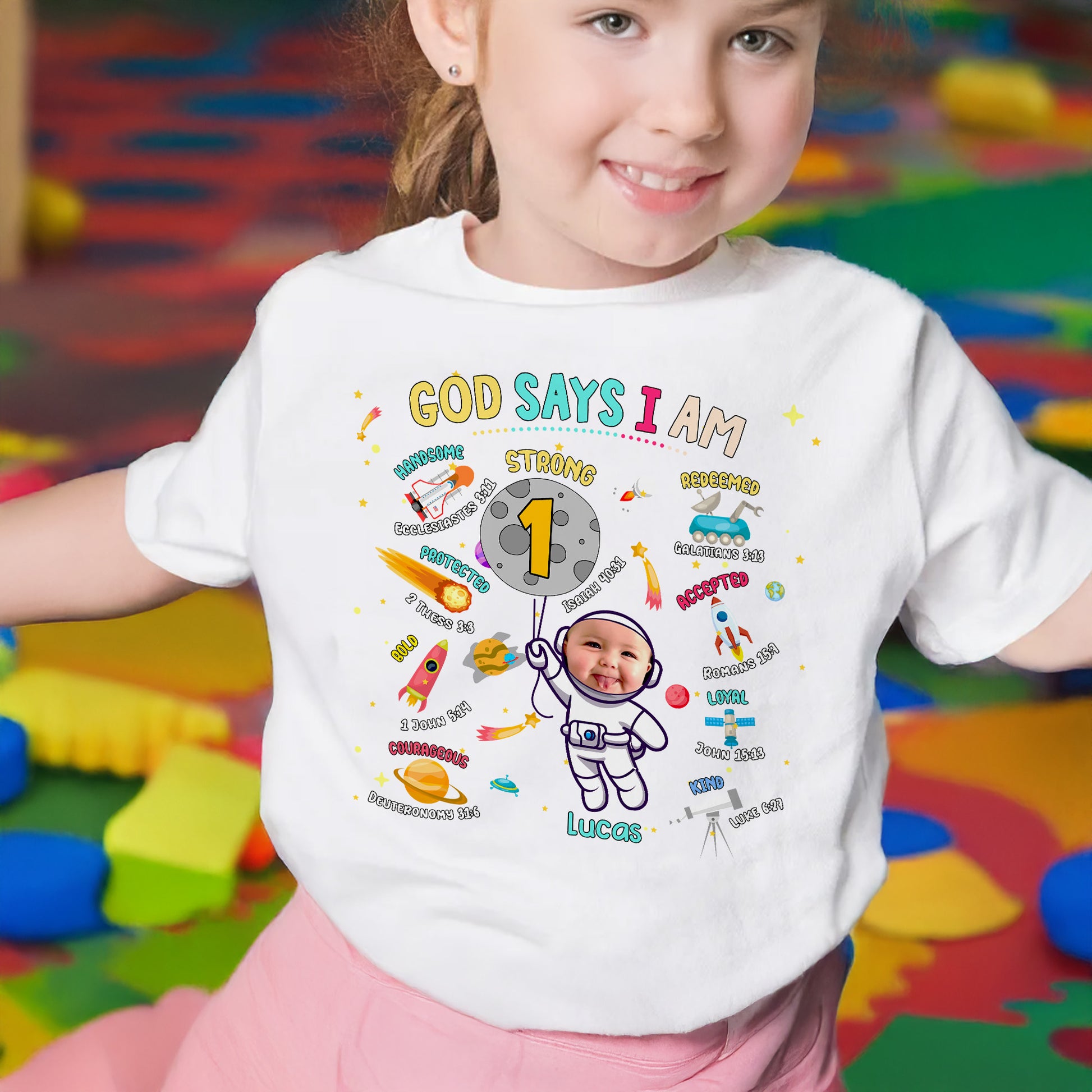 God Says I Am Strong, Redeemed Baby T-Shirt