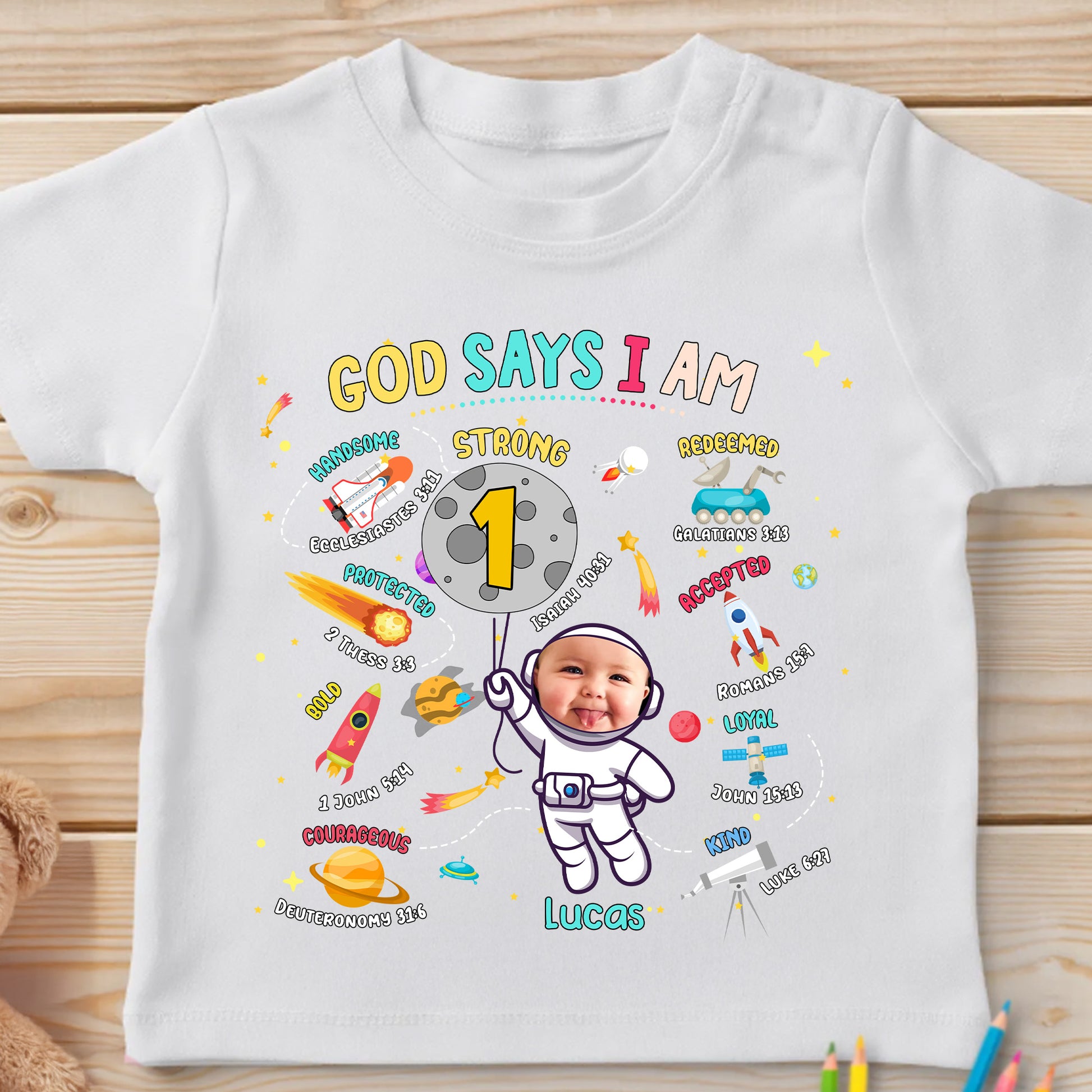 God Says I Am Strong, Redeemed Baby T-Shirt