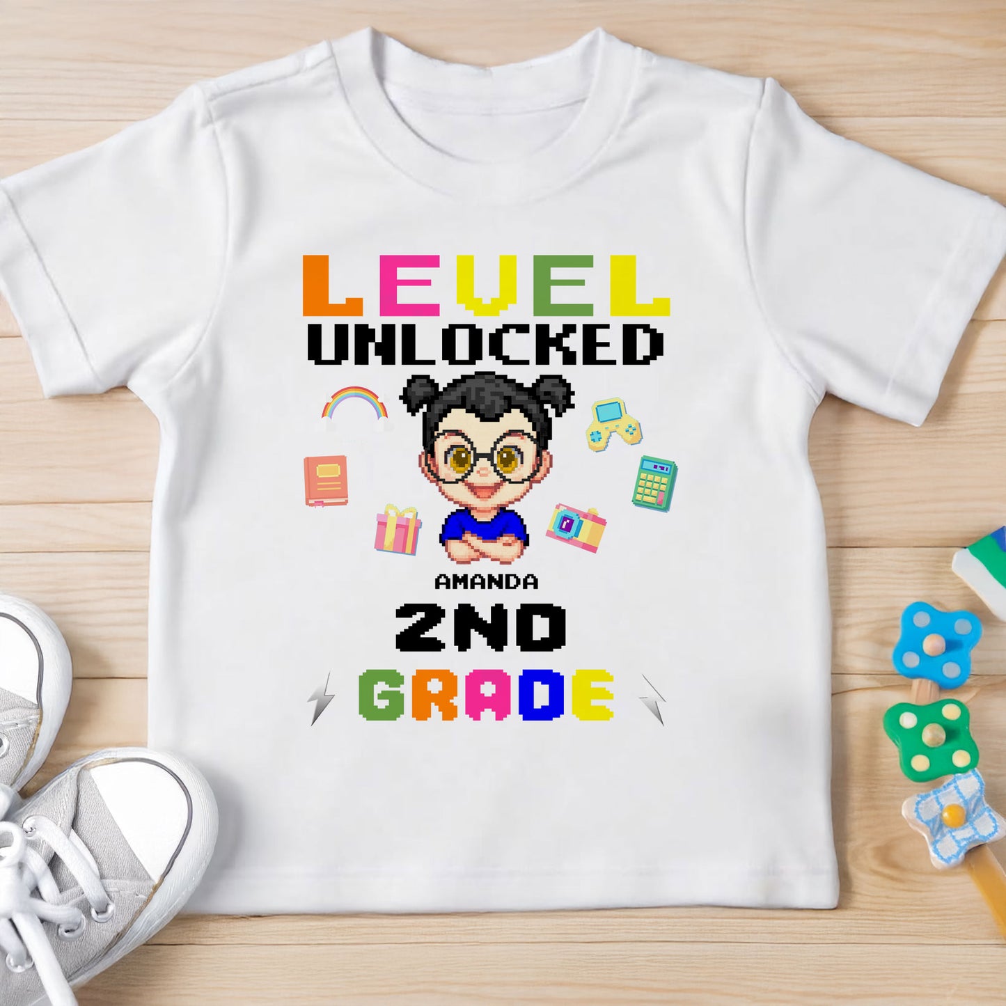 Level Unlocked 2nd Grade With Pixel Art Style