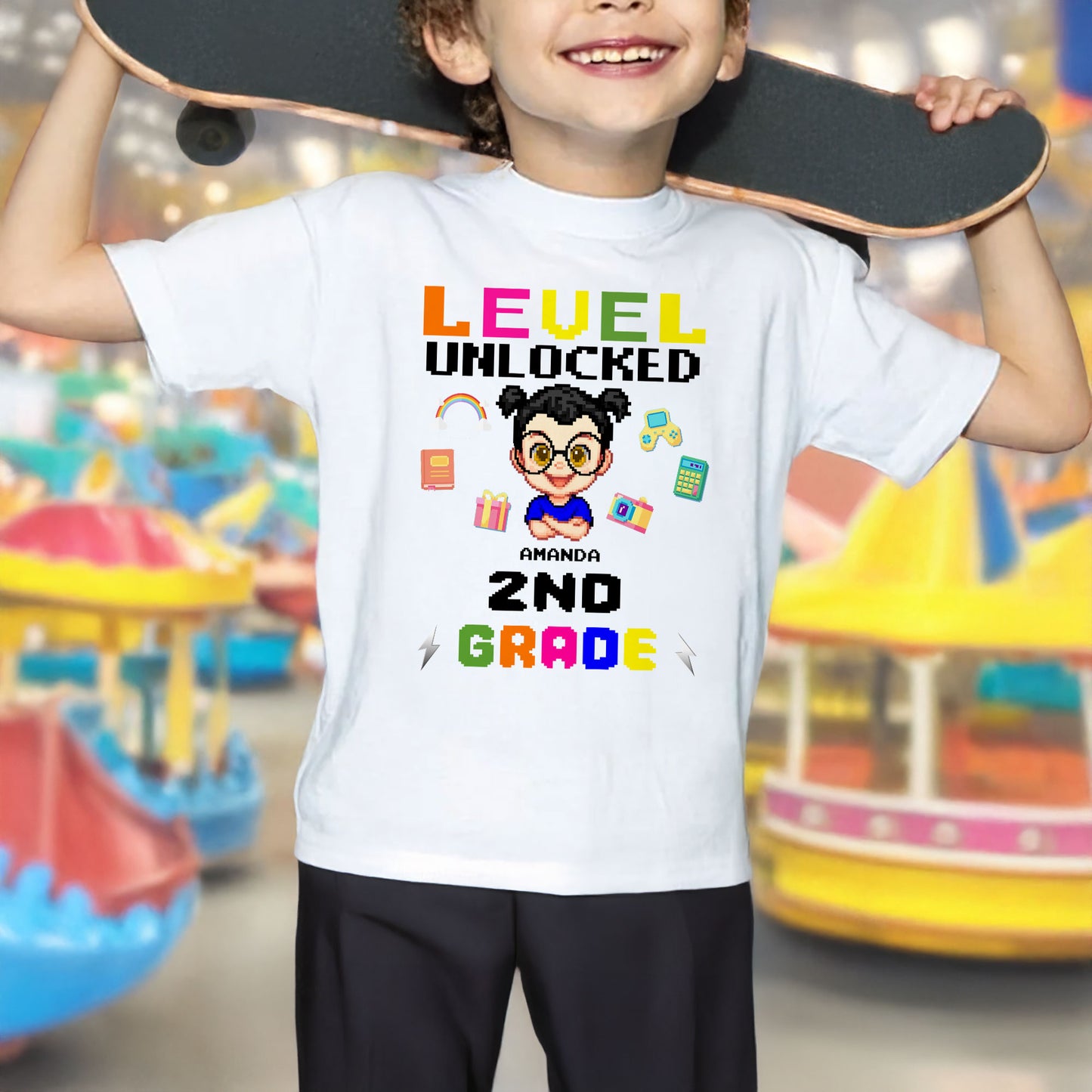Level Unlocked 2nd Grade With Pixel Art Style