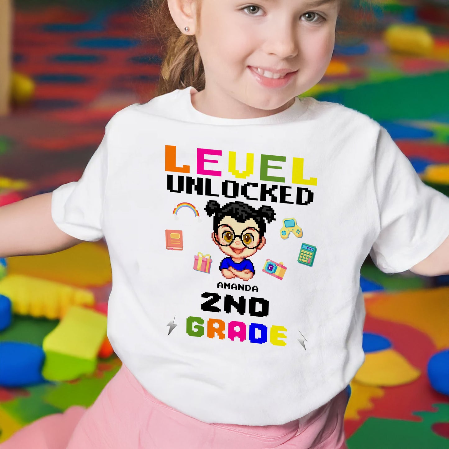 Level Unlocked 2nd Grade With Pixel Art Style