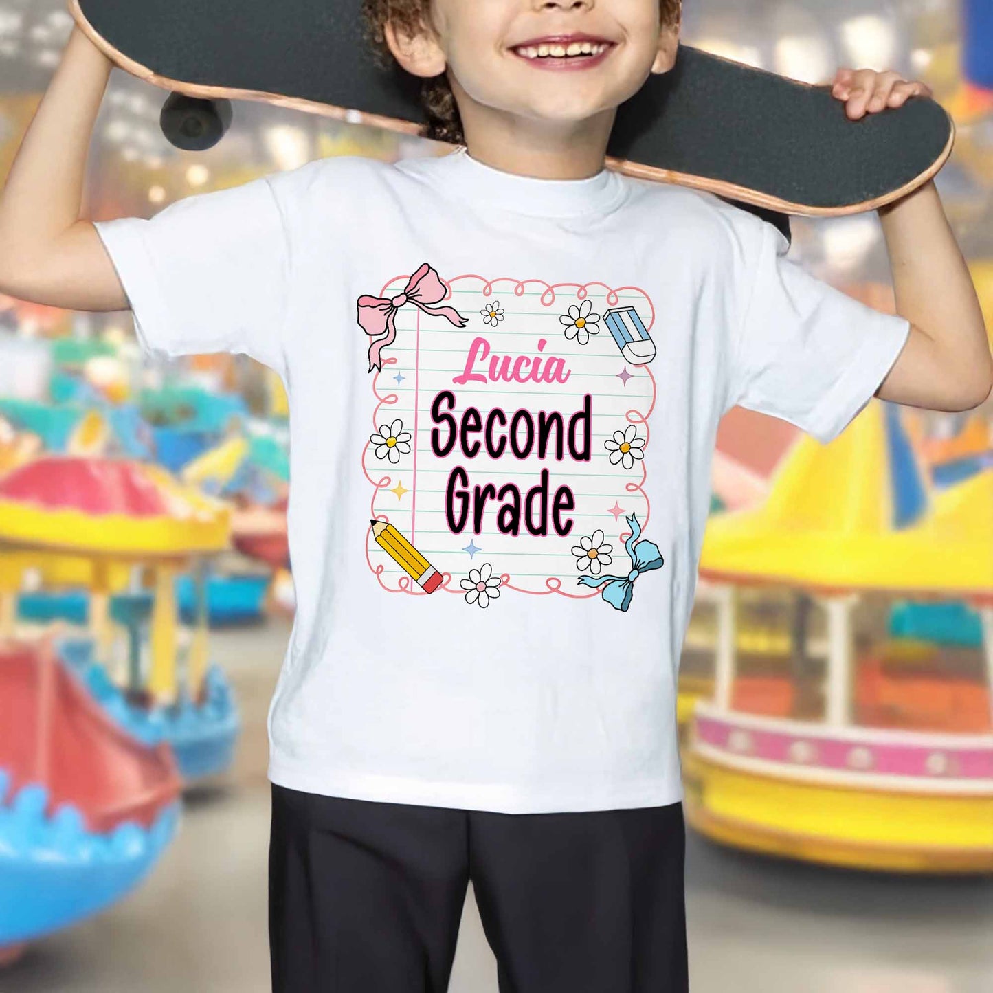 Celebrating Second Grade With Pencil And Flowers