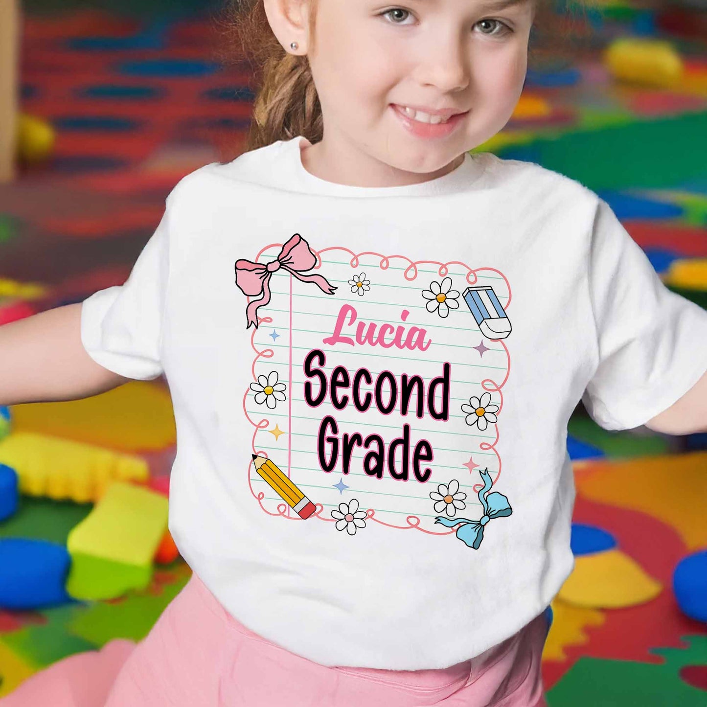 Celebrating Second Grade With Pencil And Flowers