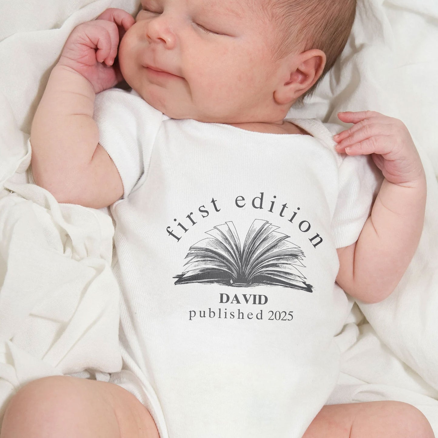 First Edition Book Design Baby Onesie