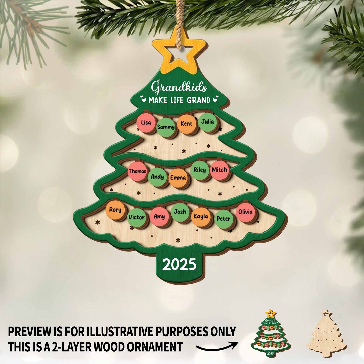 Grandkids Make Life Grand Christmas Tree