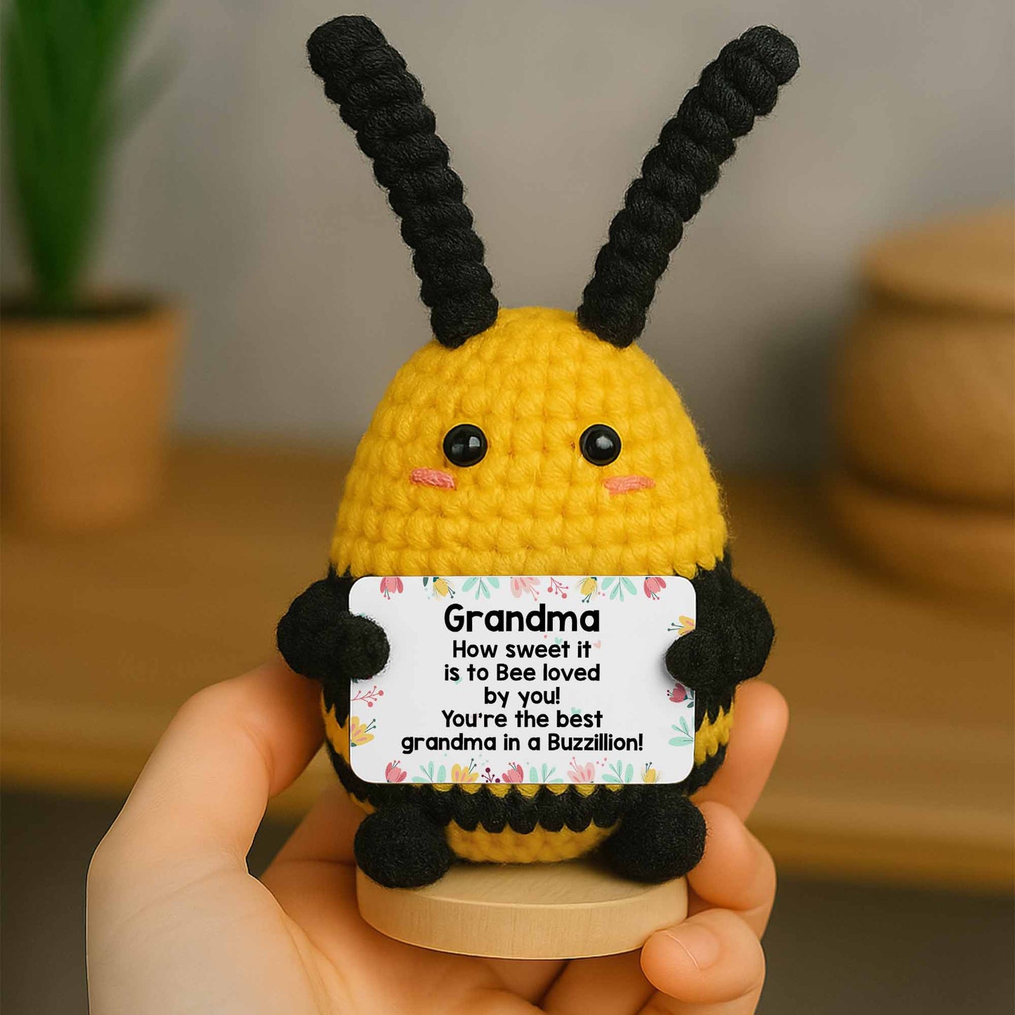 Grandma How Sweet It Is To Be Loved By You - Crochet Doll With Custom Card - GRM011_CDOLL