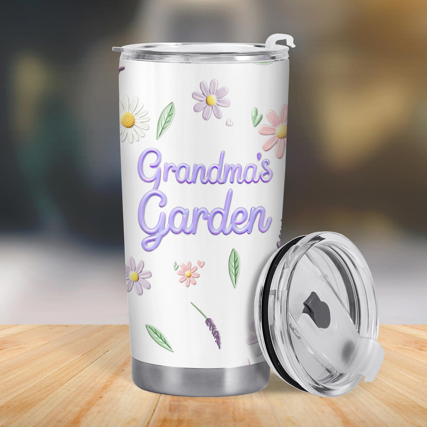 Gobelet personnalisé « Jardin de grand-mère » pour les amoureux des fleurs – Gobelet personnalisé en acier inoxydable 590 ml et 850 ml – GRM018_TB