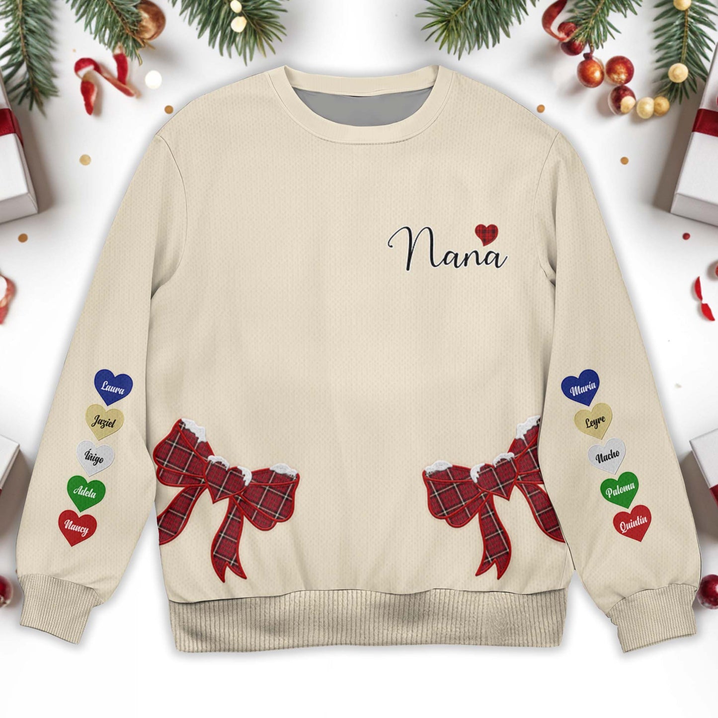 Nana Wrapped In Love With Festive Bows Jumper