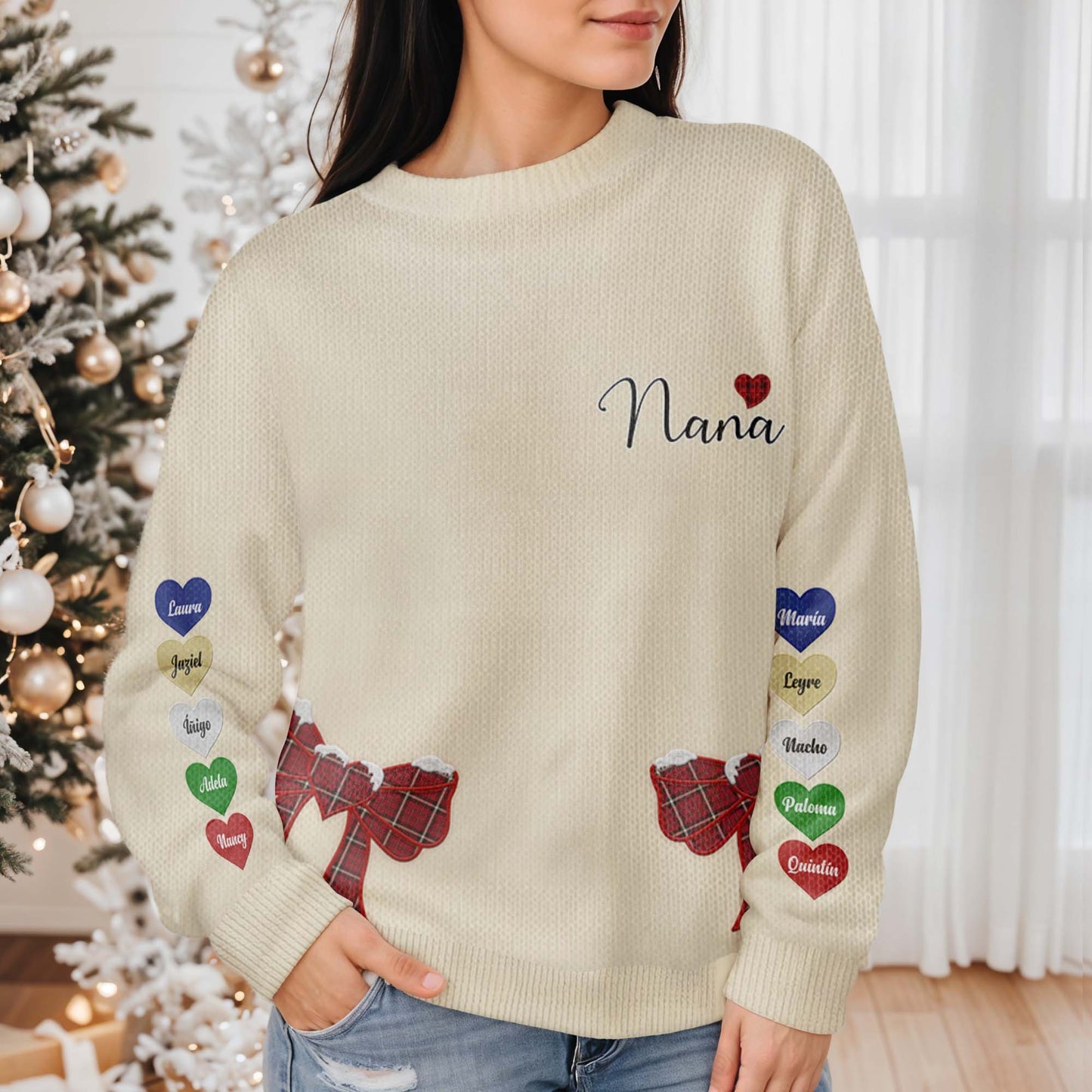 Nana Wrapped In Love With Festive Bows Jumper