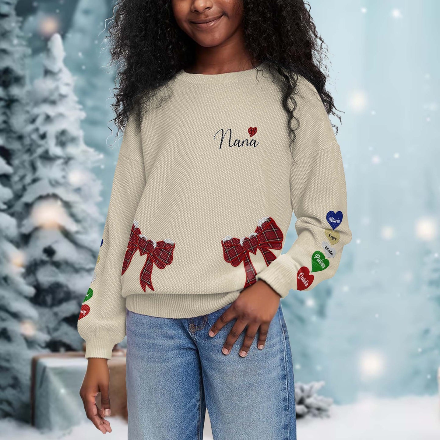 Nana Wrapped In Love With Festive Bows Jumper