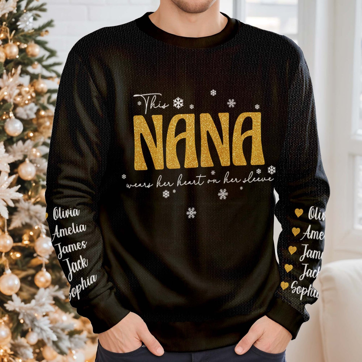 Golden Nana Wears Her Heart On Her Sleeve With Snowflakes
