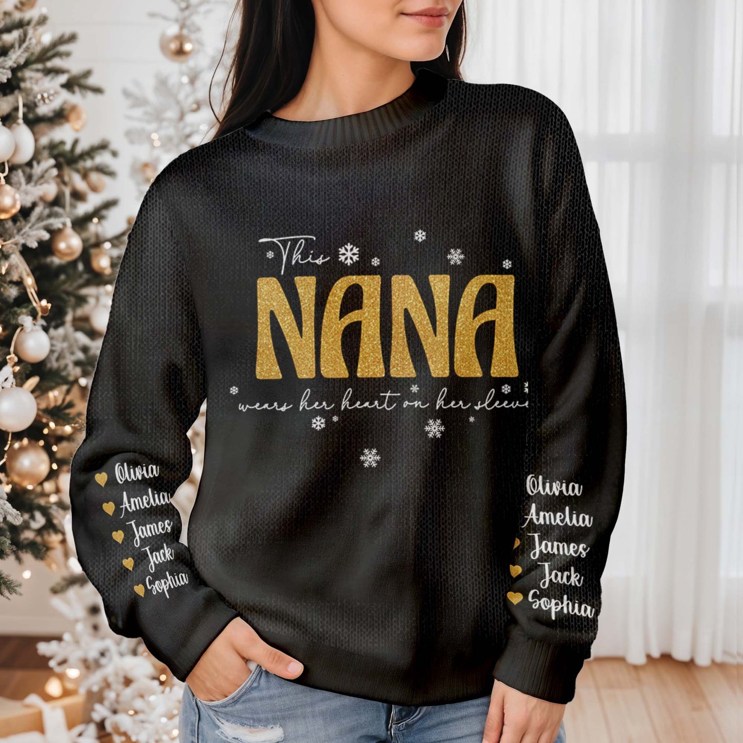Golden Nana Wears Her Heart On Her Sleeve With Snowflakes