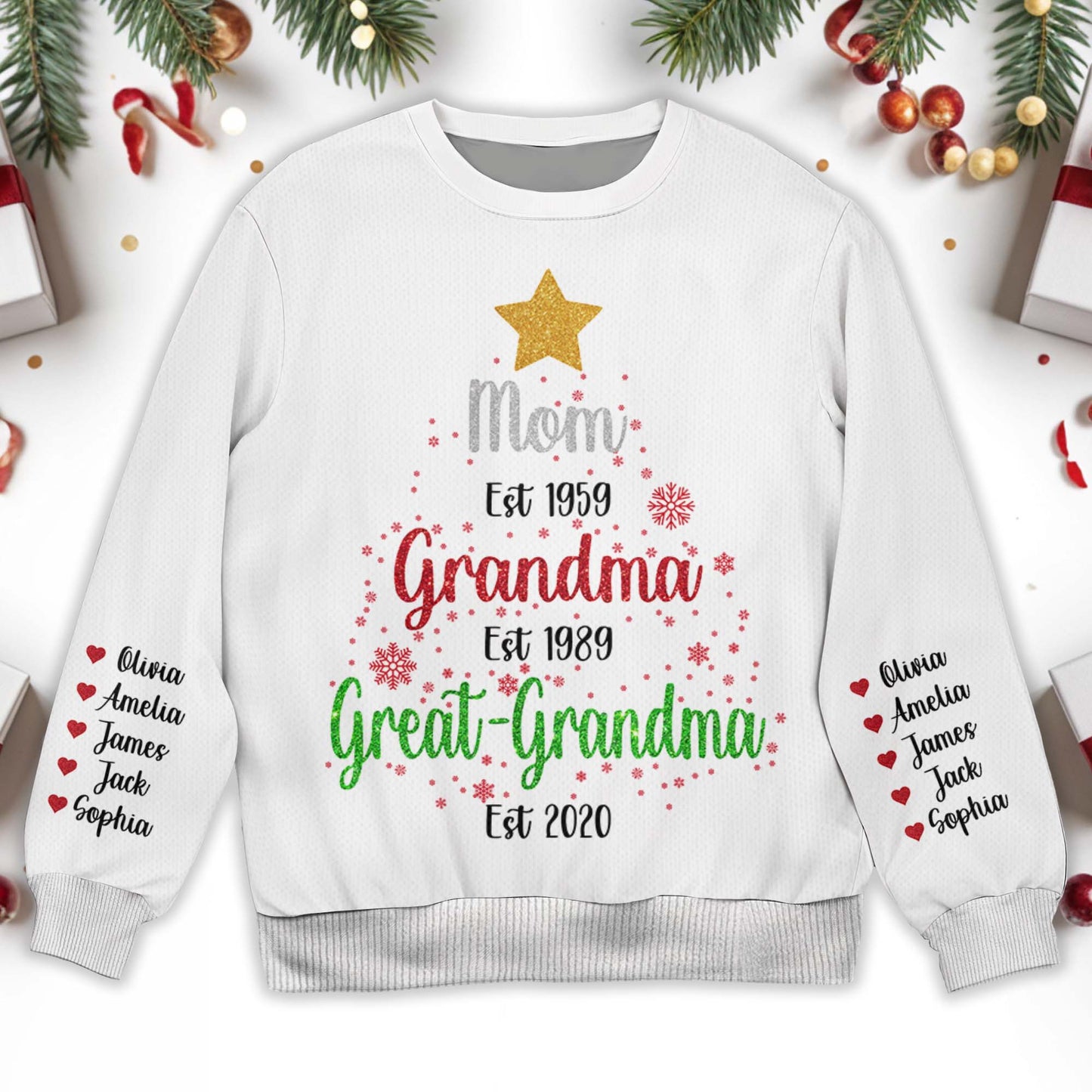 Generations Of Love Winter Sweatshirt - Personalized Custom Ugly Sweatshirt, Unisex Wool Jumper - GRM028_TWS