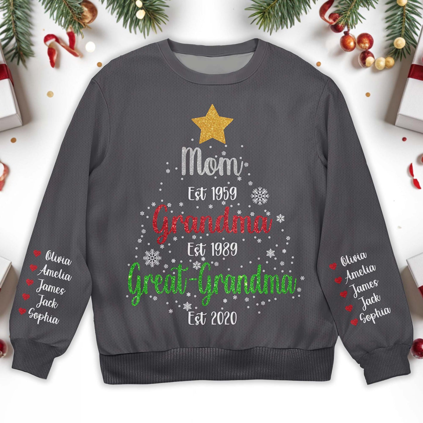 Generations Of Love Winter Sweatshirt - Personalized Custom Ugly Sweatshirt, Unisex Wool Jumper - GRM028_TWS