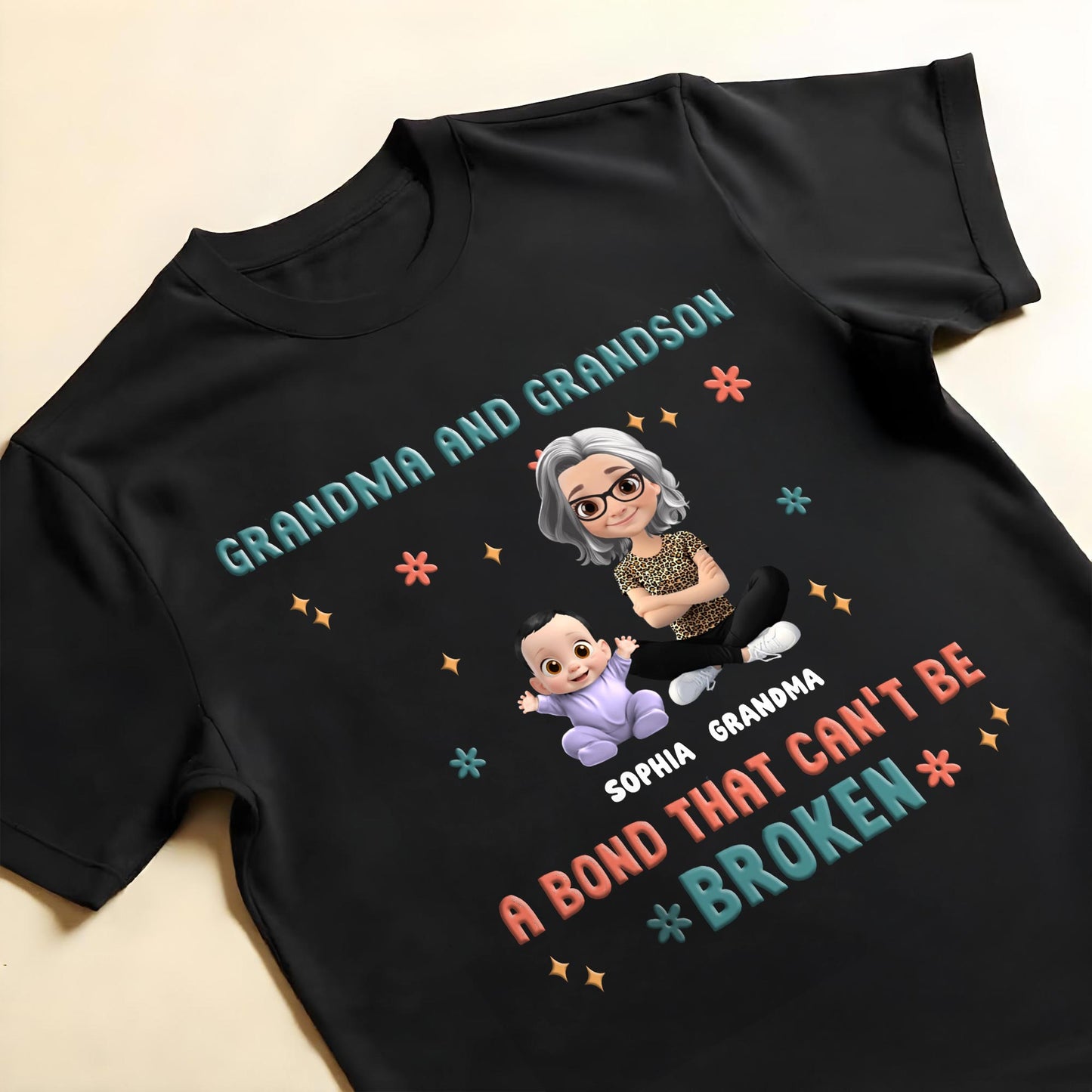 Grandma And Grandson A Bond That Can't Be Broken, Stars and Flowers