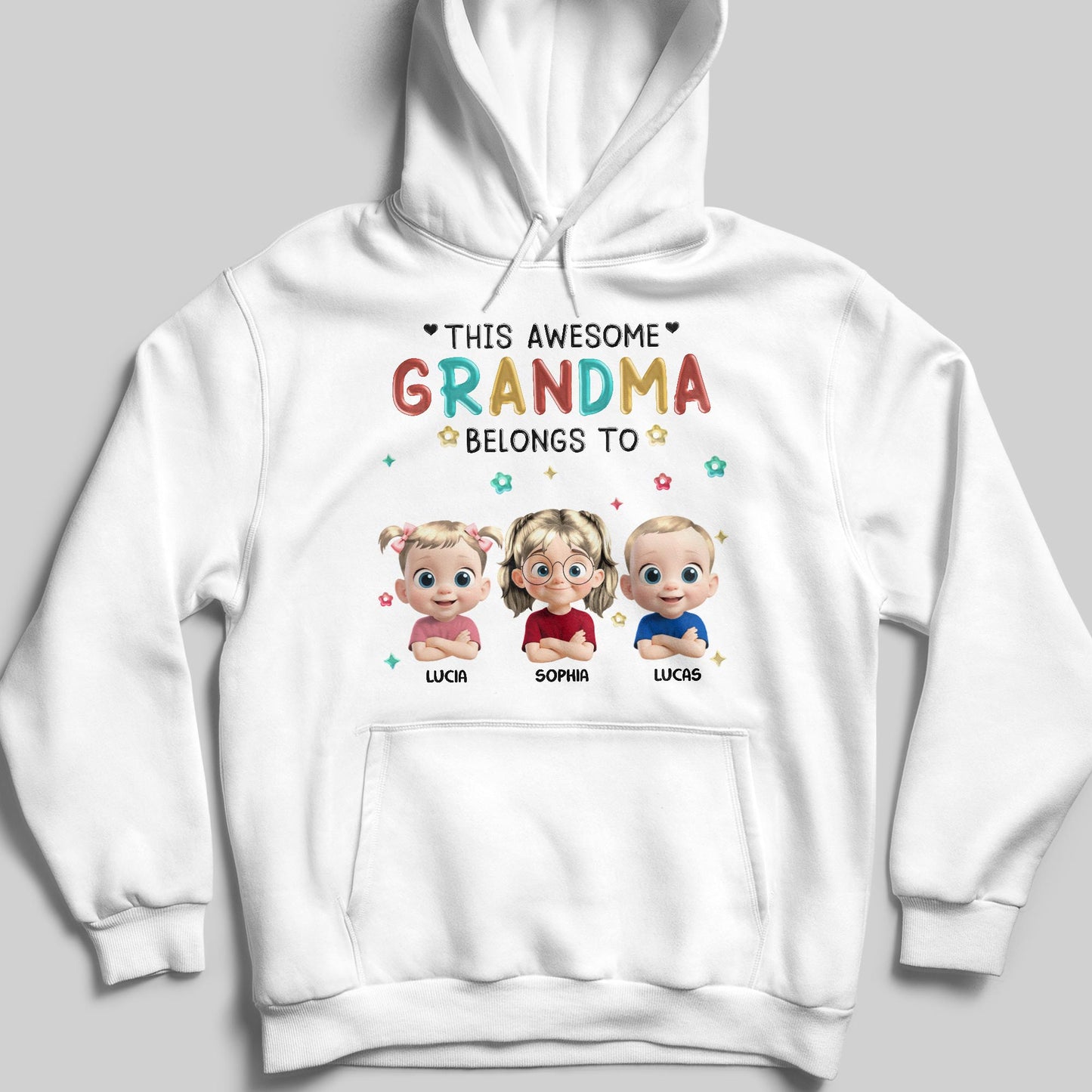 This Awesome Grandma Belongs To, Cartoon Children, Stars, Hearts