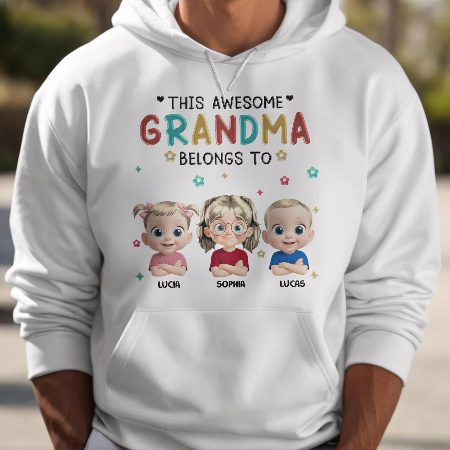 This Awesome Grandma Belongs To, Cartoon Children, Stars, Hearts