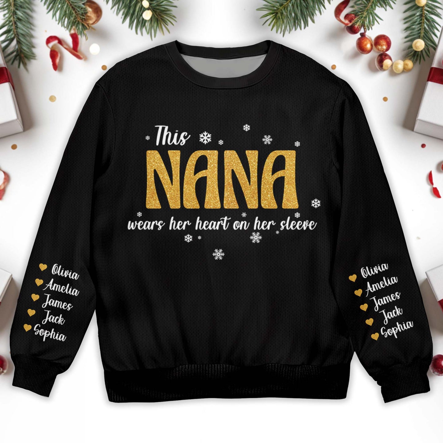 Nana Wears Her Heart on Her Sleeve Sweater