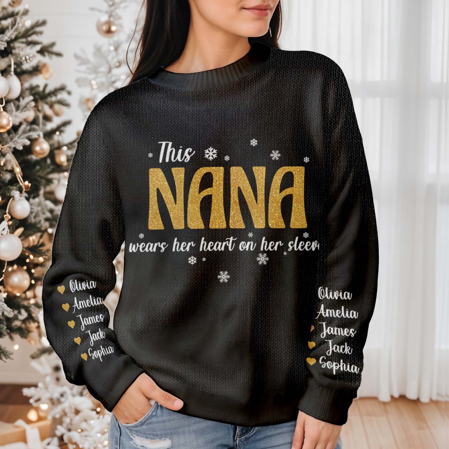 Nana Wears Her Heart on Her Sleeve Sweater