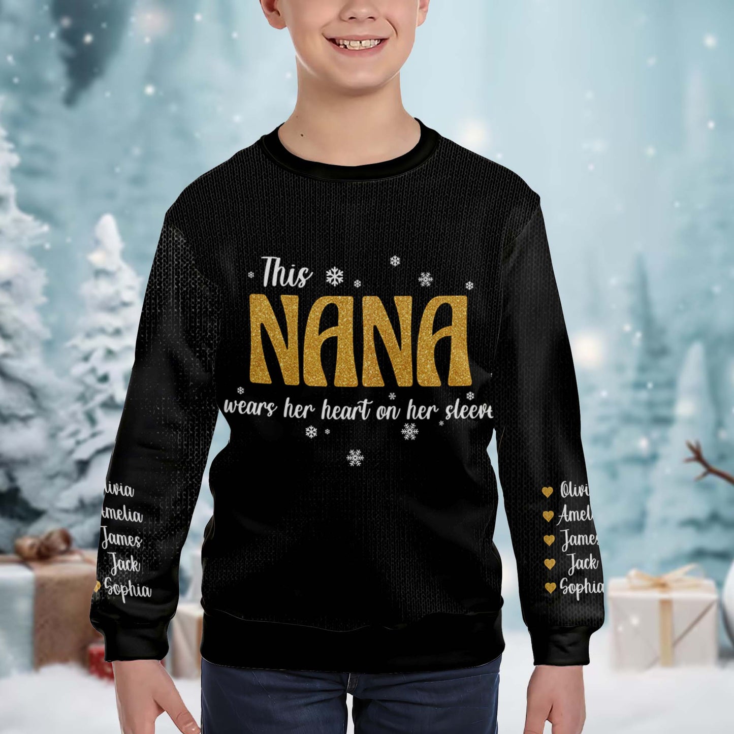 Nana Wears Her Heart on Her Sleeve Sweater