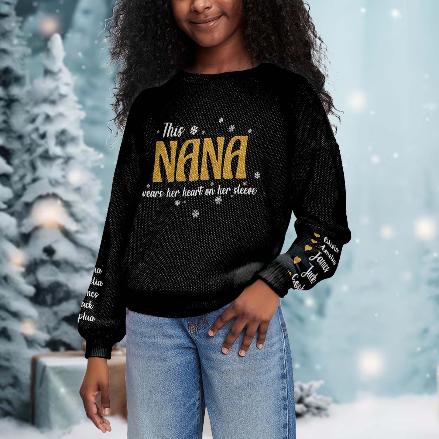 Nana Wears Her Heart on Her Sleeve Sweater