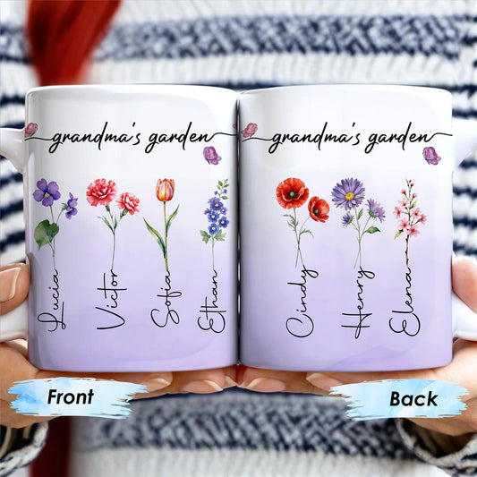 Grandma's Garden Personalized Colorful Flowers Mug