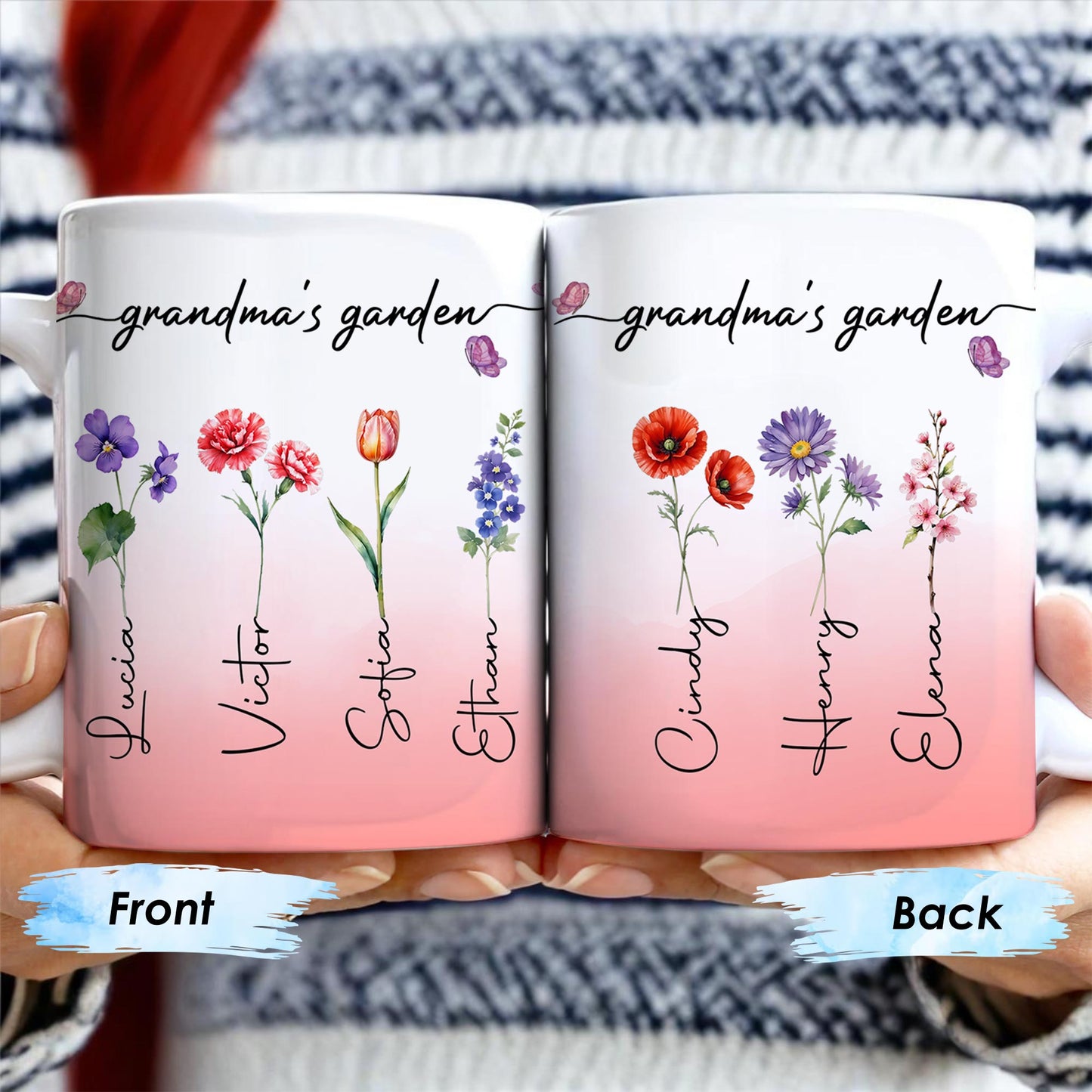 Grandma's Garden Personalized Colorful Flowers Mug