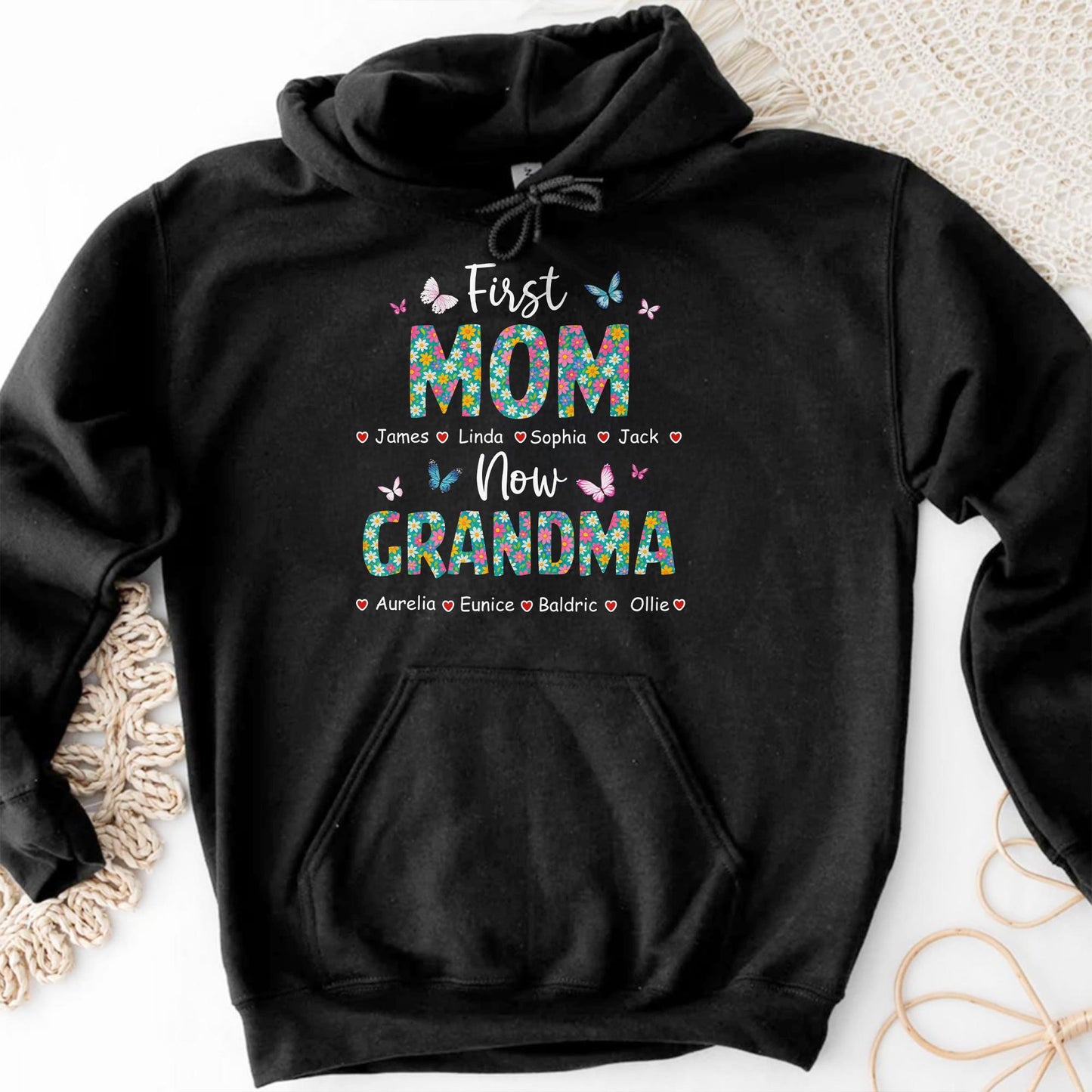 First Mom Now Grandma, Butterflies and Flowers