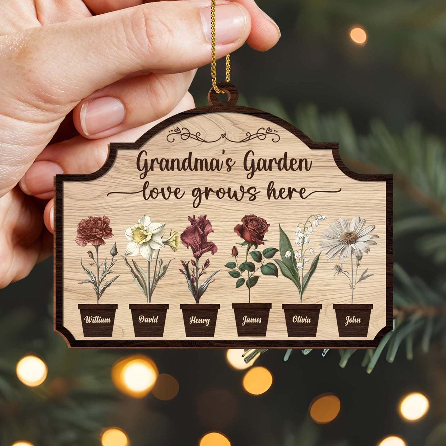 Grandma's Garden Love Grows Here Floral Ornament