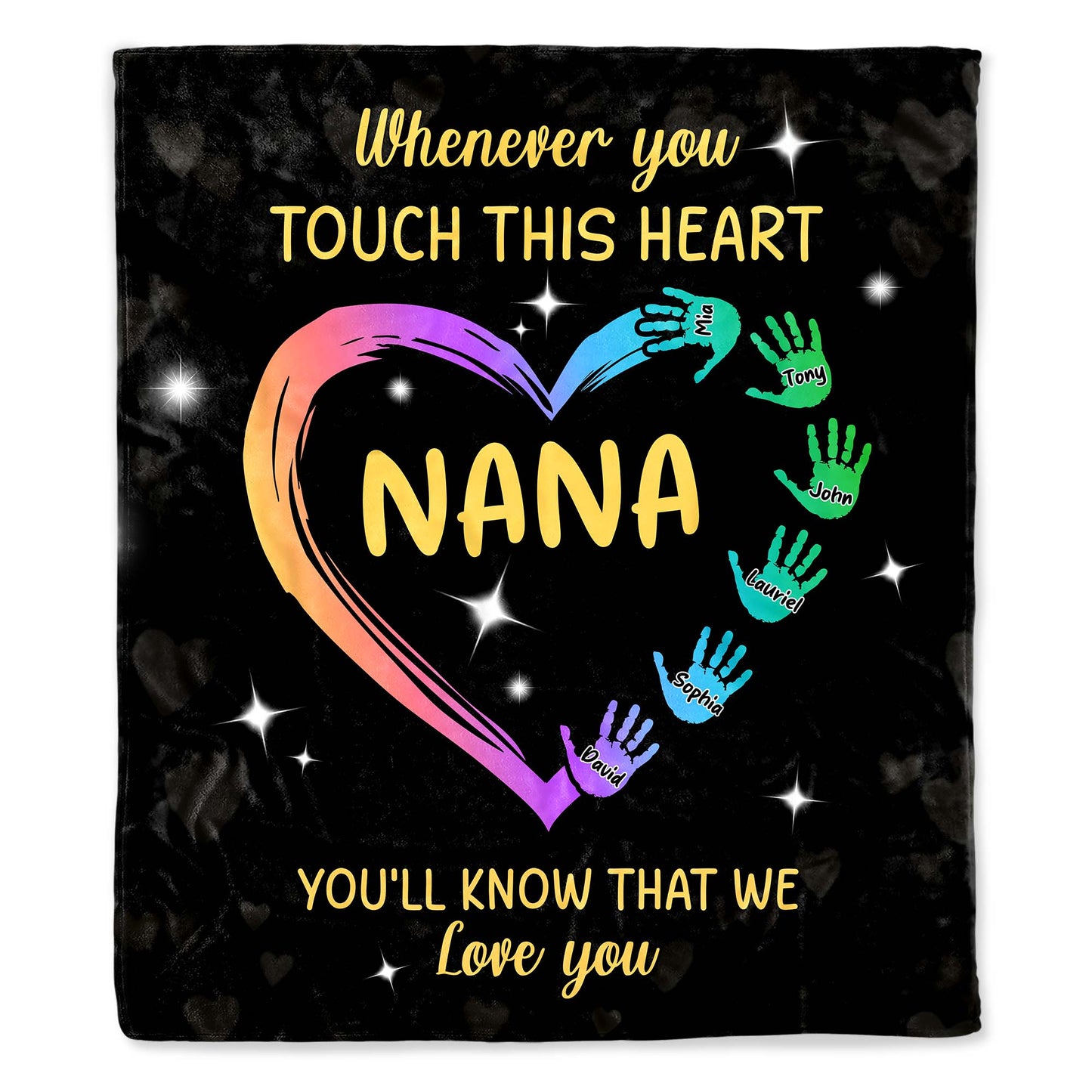 Heartfelt Love Blanket For Grandmother With Customizable Handprints