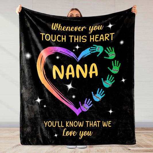 Heartfelt Love Blanket For Grandmother With Customizable Handprints