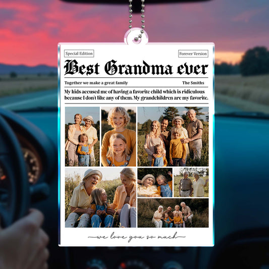 Best Grandma Ever Family Photos Custom Ornament