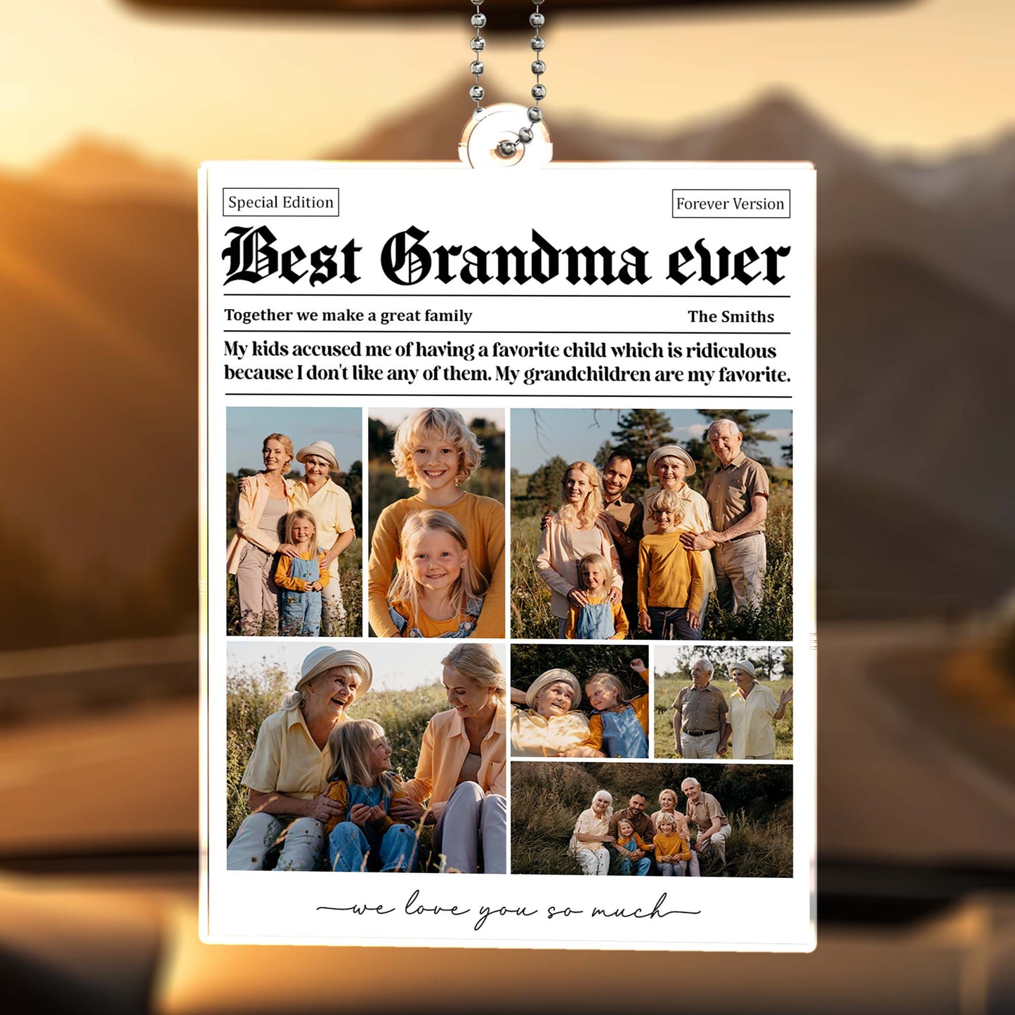 Best Grandma Ever Family Photos Custom Ornament