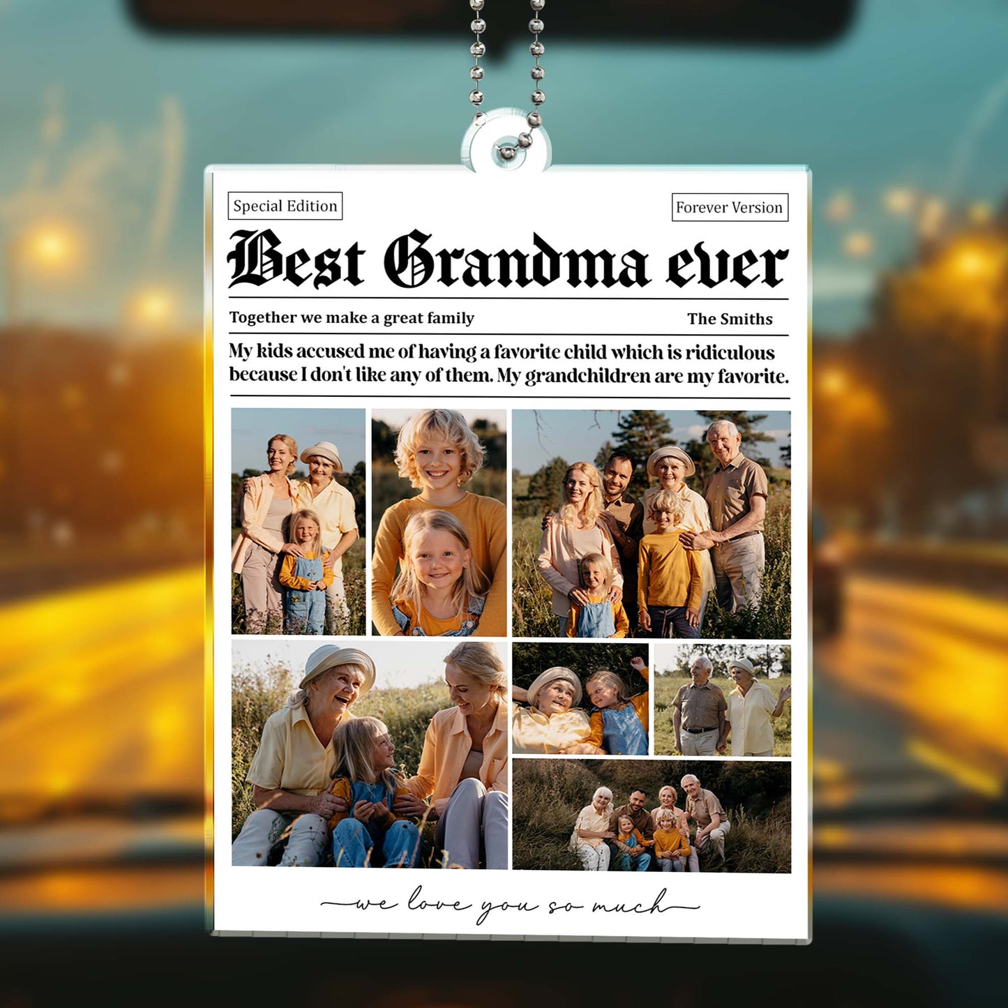 Best Grandma Ever Family Photos Custom Ornament