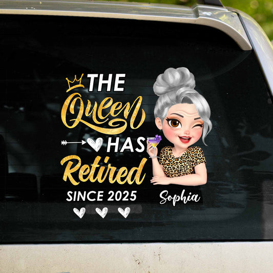 La Reine a pris sa retraite, Couronne, Fleur, Imprimé Léopard - Autocollant décoratif personnalisé - GRM050_STIK