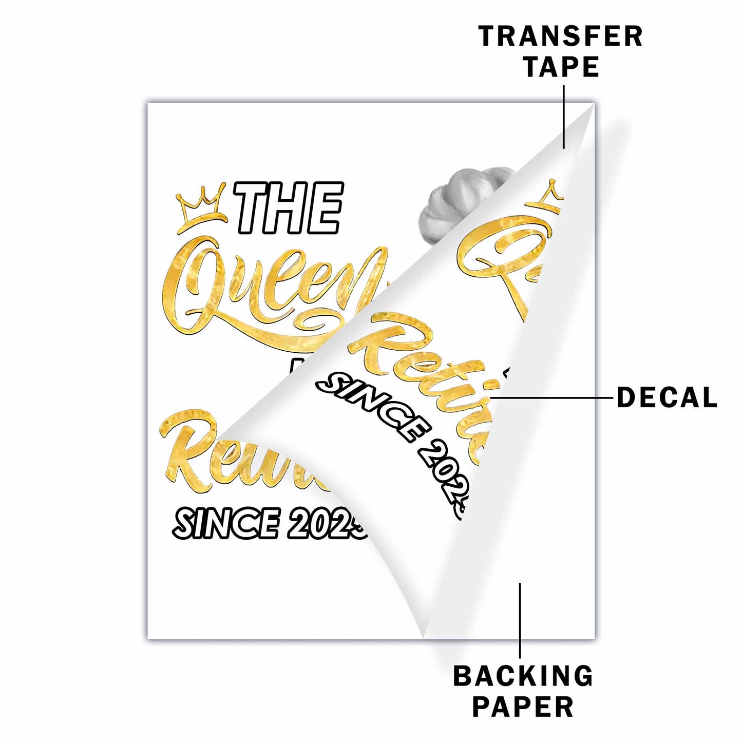 The Queen Has Retired, Crown, Flower, Leopard Print - Personalized Decor Decal - GRM050_STIK