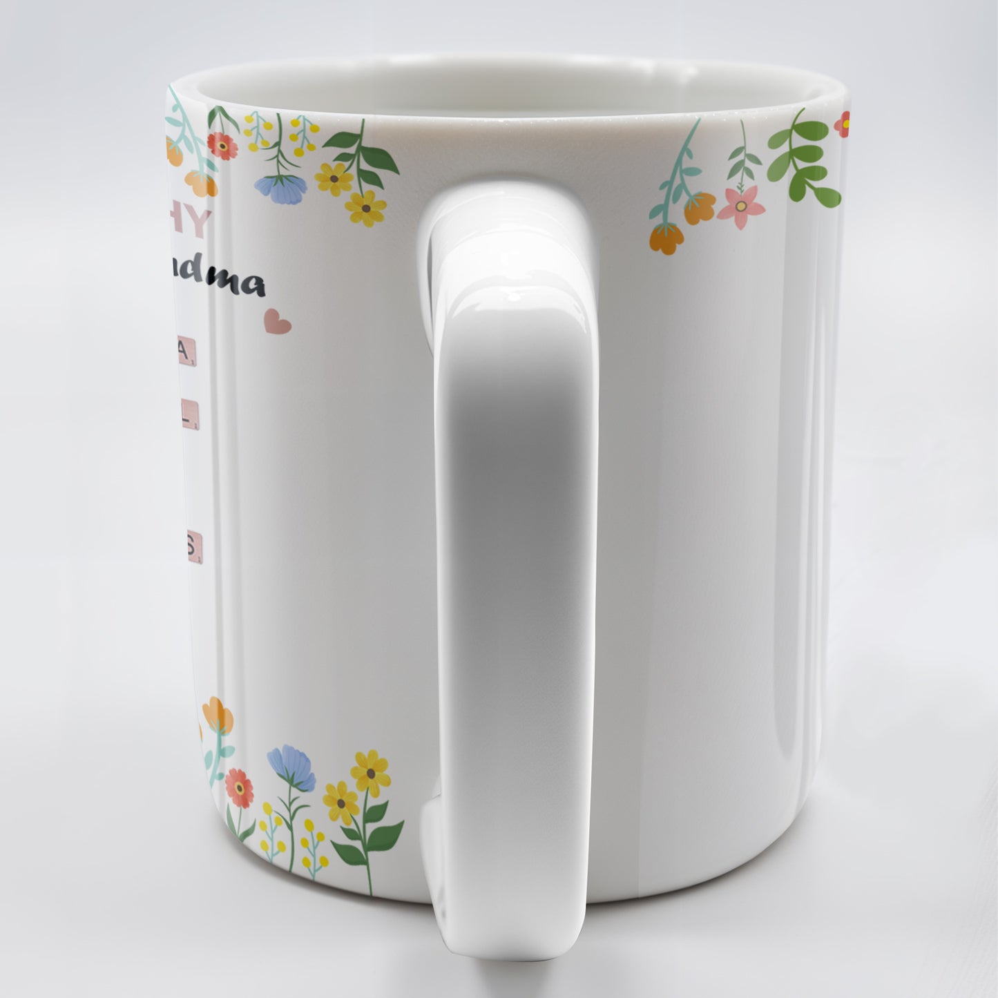 Reasons Why I Love You Grandma Cartoon Character Floral Mug - Personalized Custom Coffee Mug - GRM051_MG