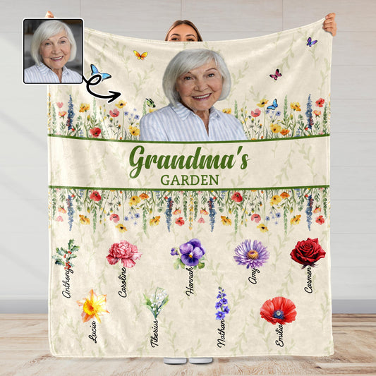 Grandma's Garden Blanket With Beautiful Flowers And Butterflies